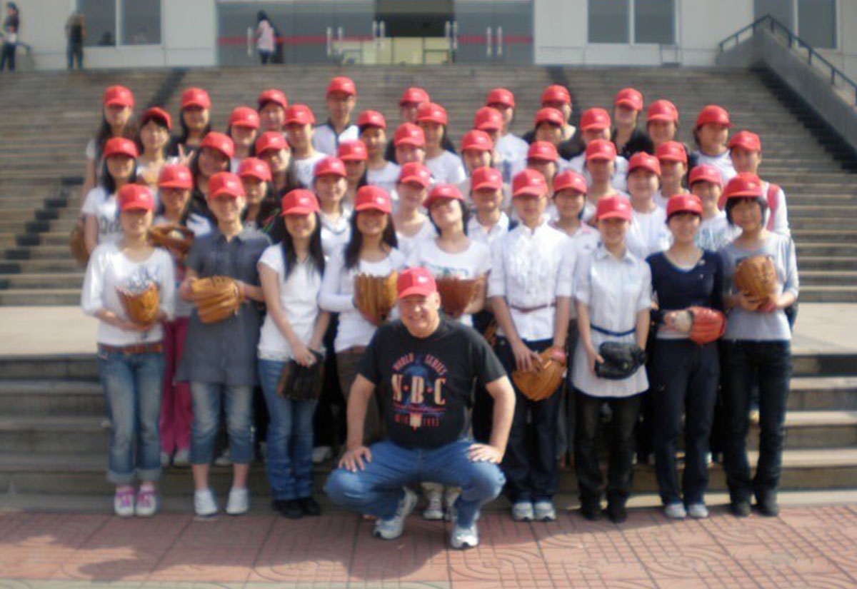 Ralph with university baseball team in Nanjing China