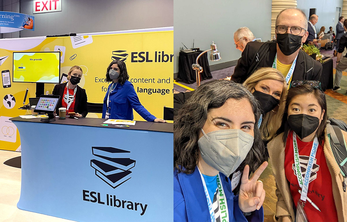 ESL Library Team selfie photo and booth at the FETC 2022 conference