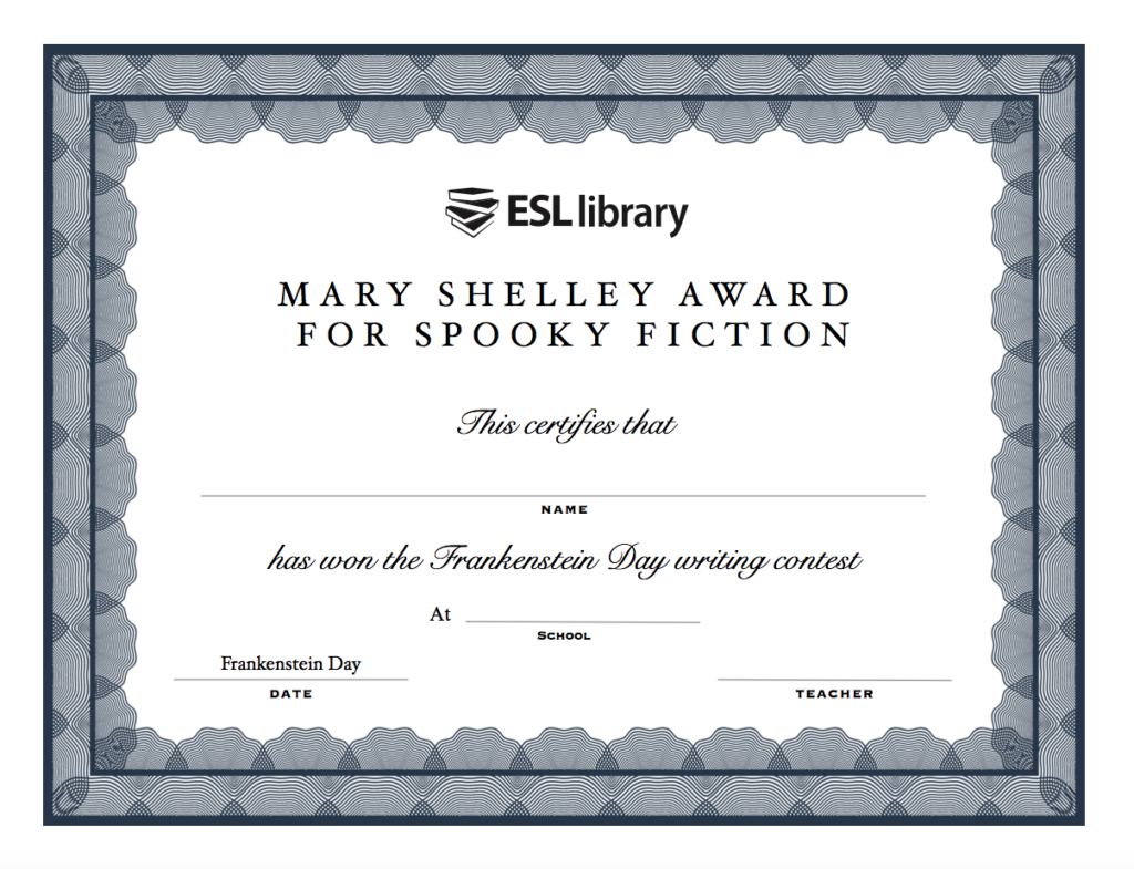 Mary Shelley Certificate preview