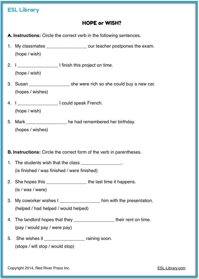 Wish Sentences Test