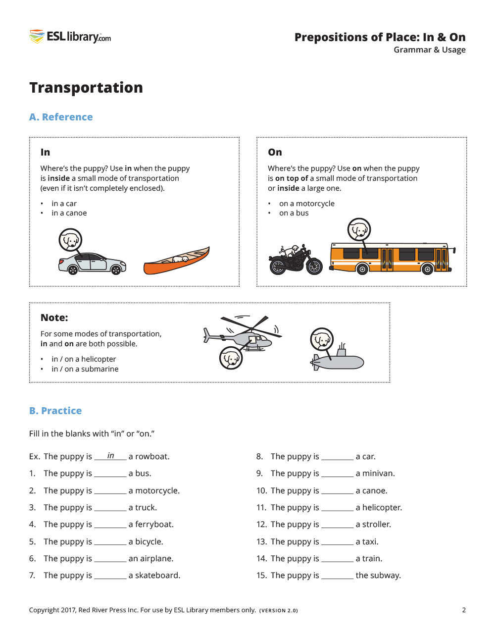 Prepositions of Place resource