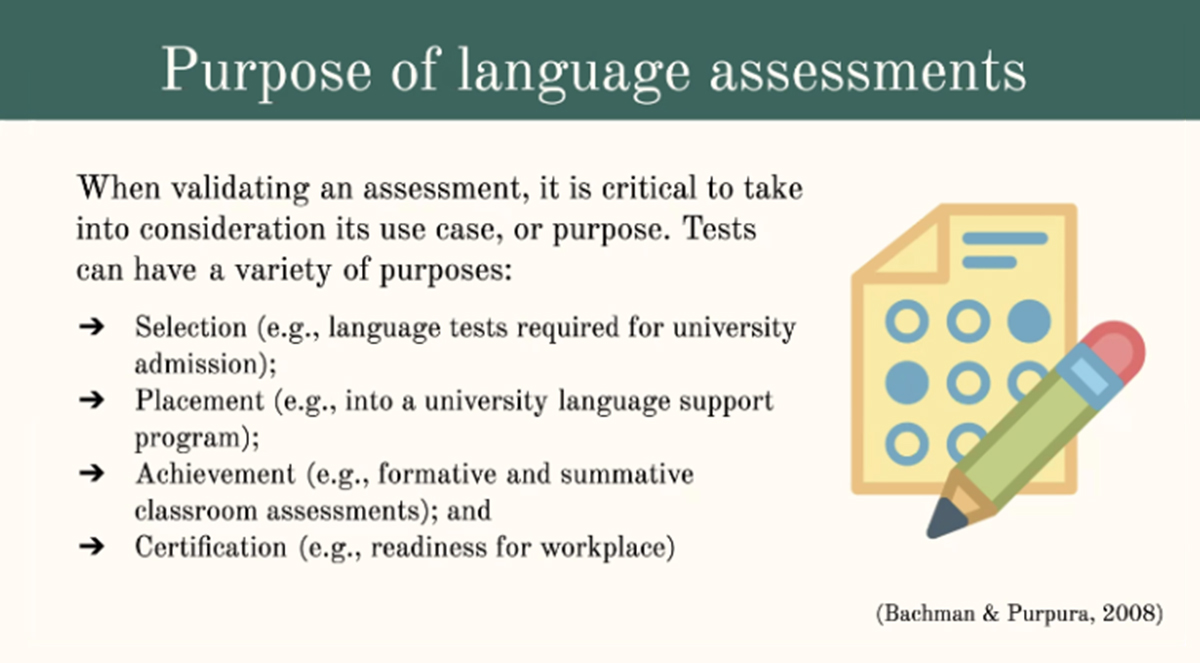 Purpose of language assessments