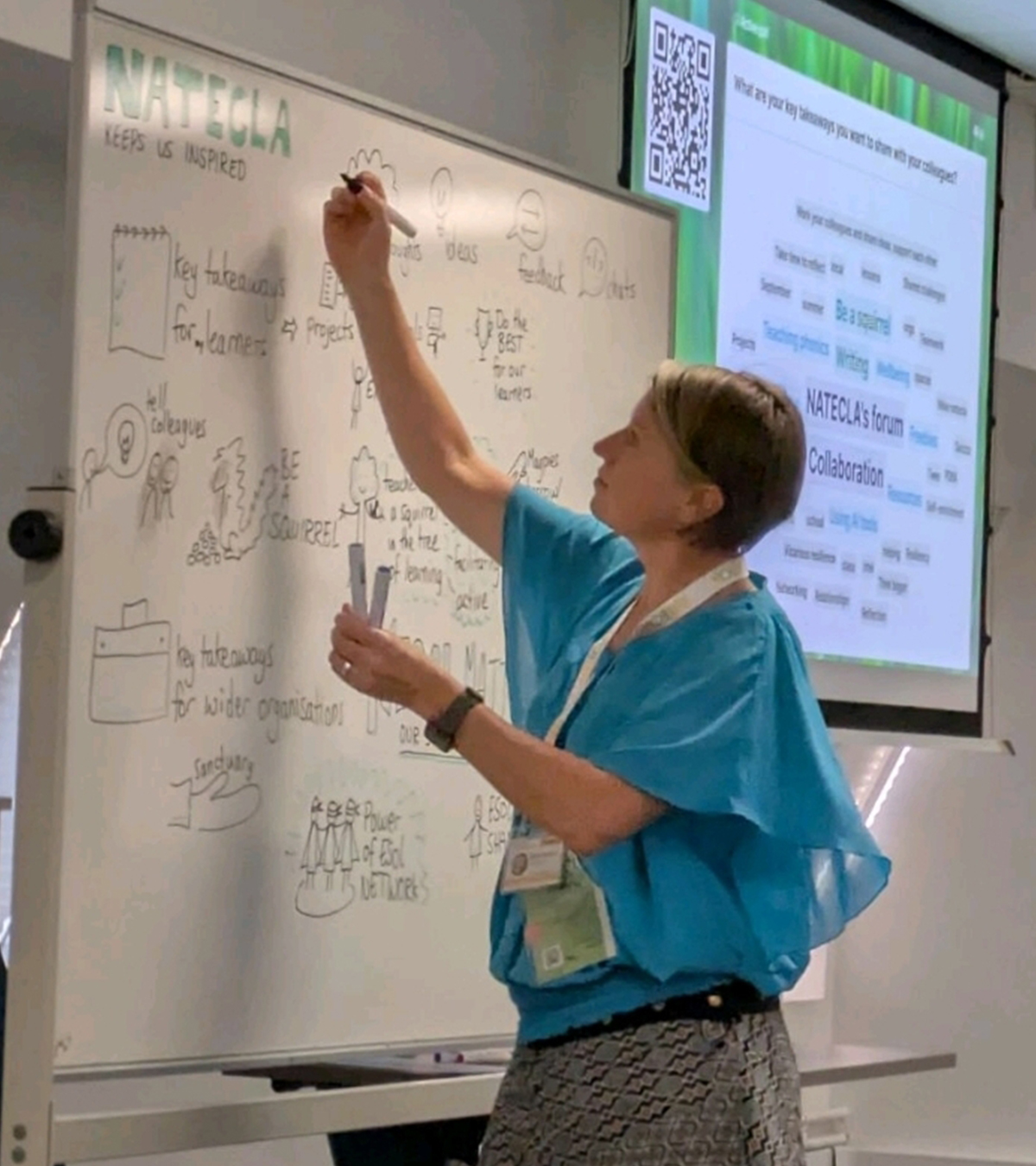 Emily visually recording the closing plenary at NATECLA