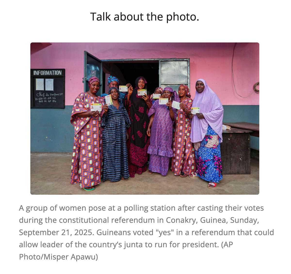 screenshot of women from Guinea