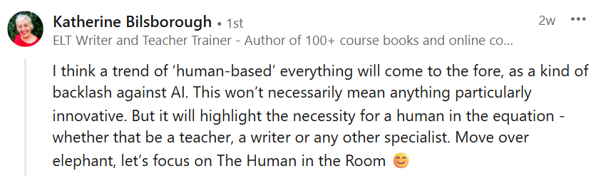 Katherine Bilsborough quote about ELT trends for 2026