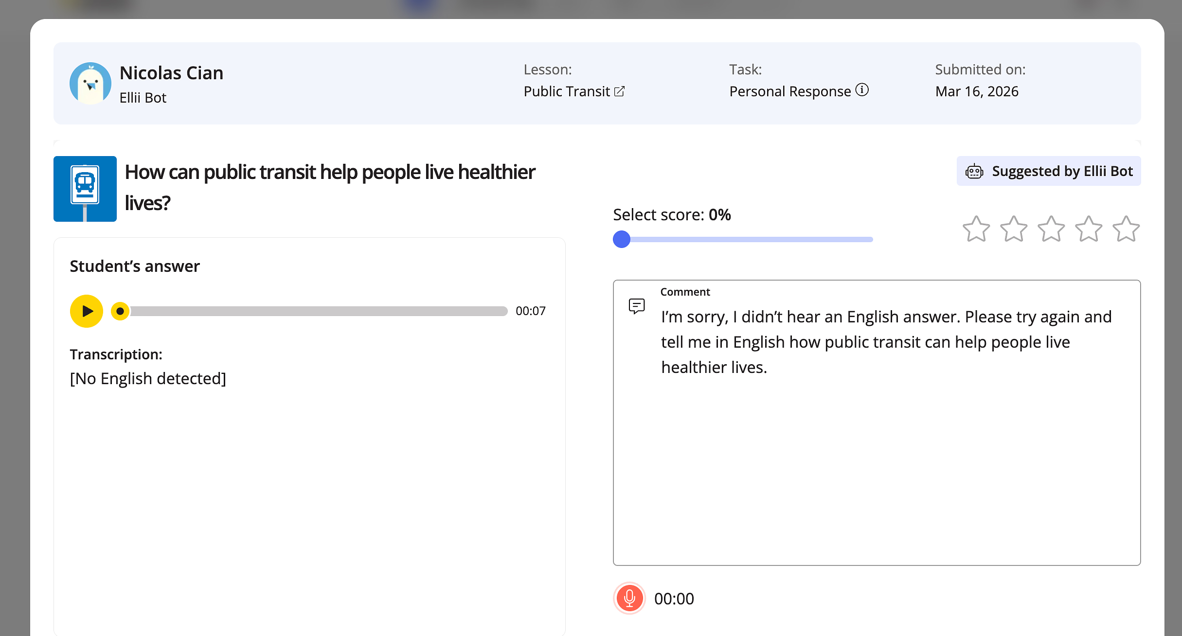 Ellii Bot allows English only