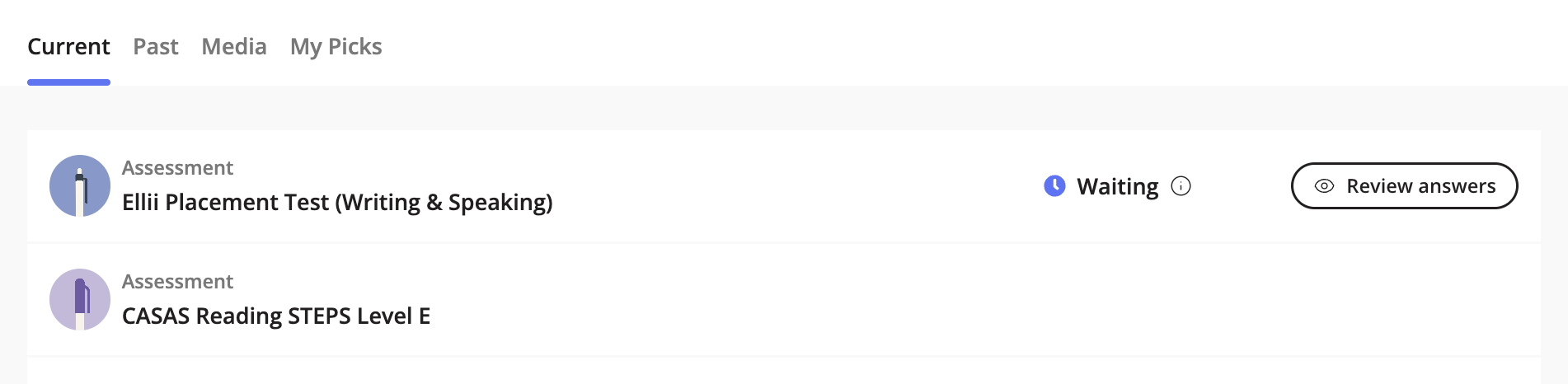 Assessment Player gets new tasks on Ellii 