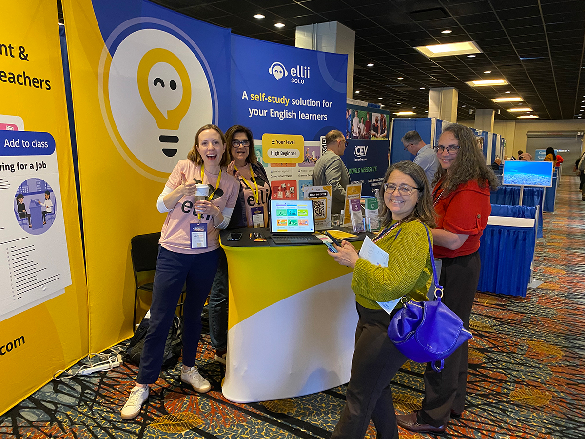 The Ellii booth with Ann and Christine and some COABE attendees