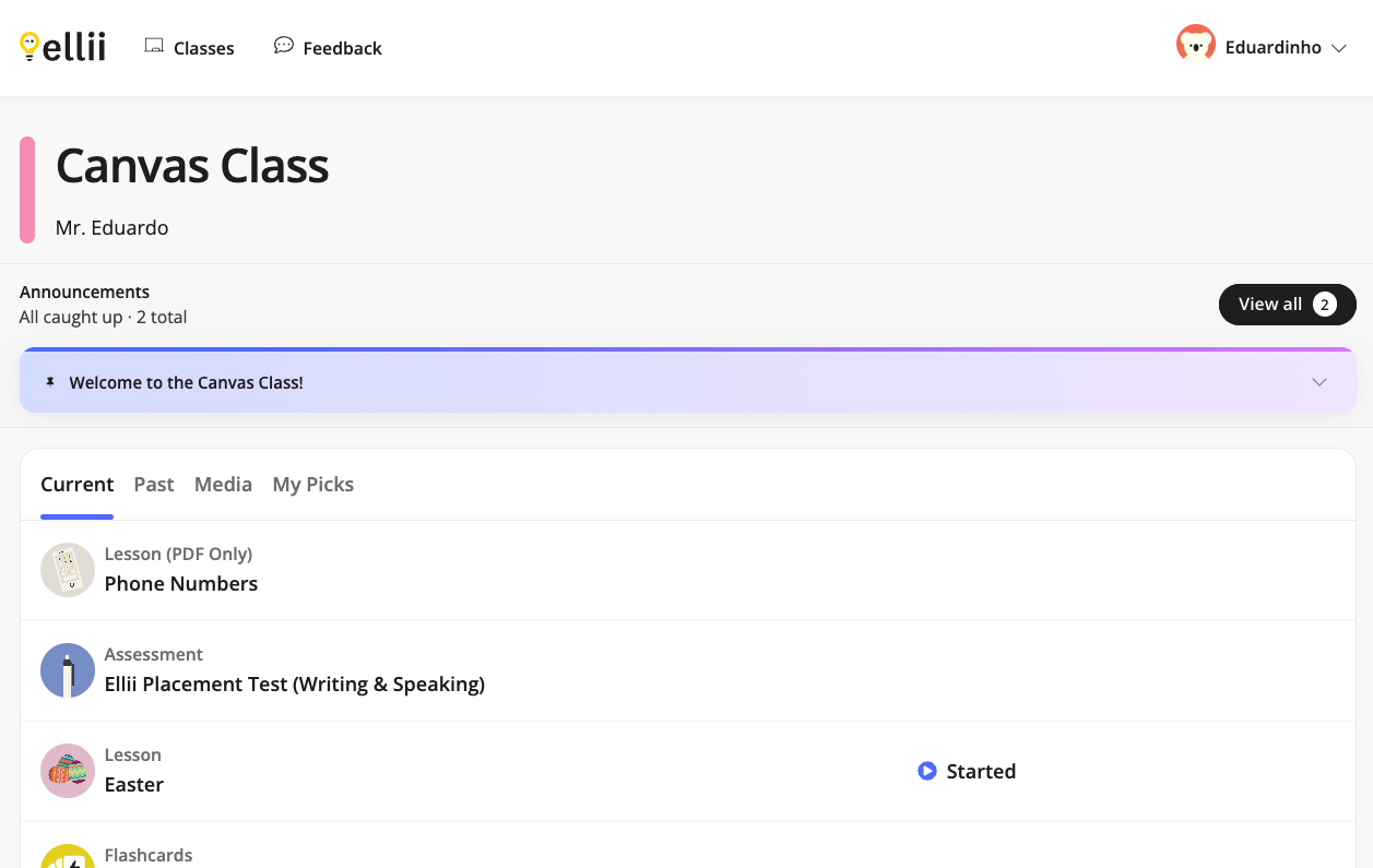 class announcements for students on Ellii